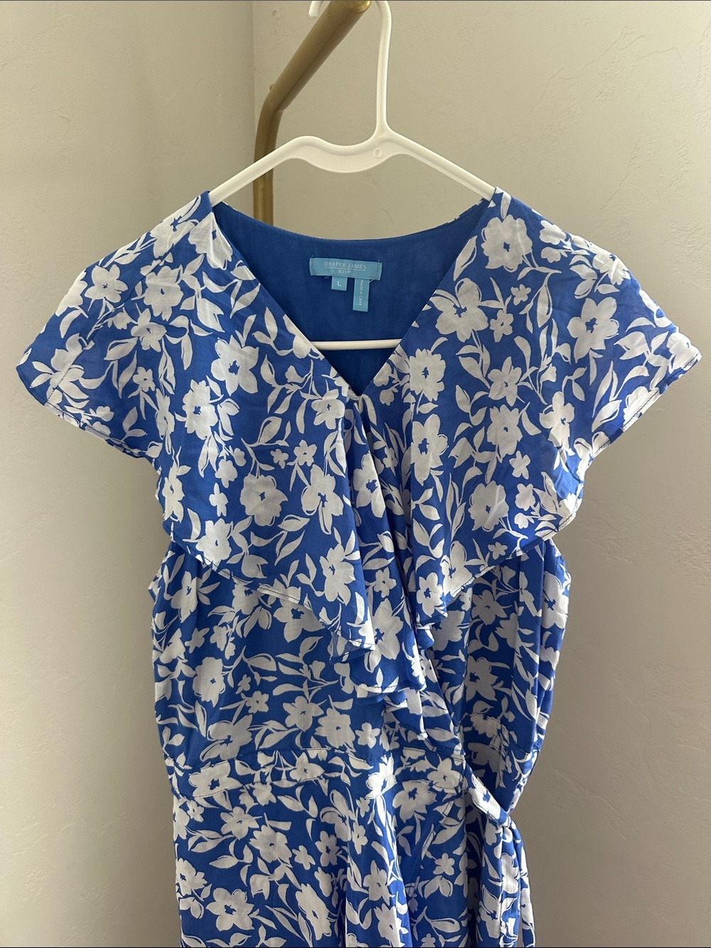 Draper James Blue and White Floral Wrap Dress - Picture 5 of 16